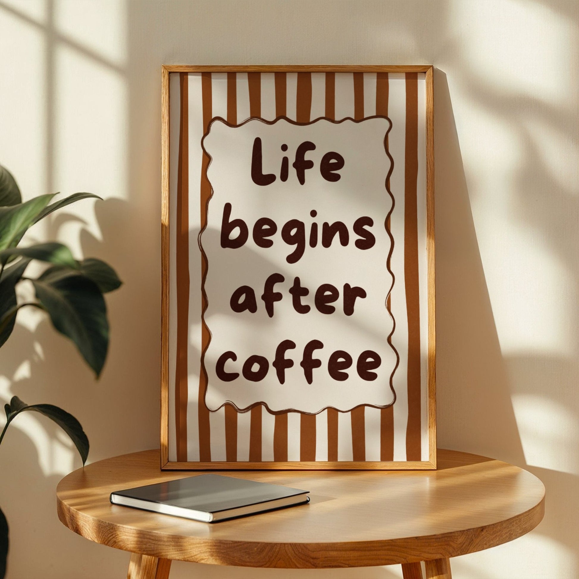 Life Begins After Coffee Bleue Vague Flow Print Material
