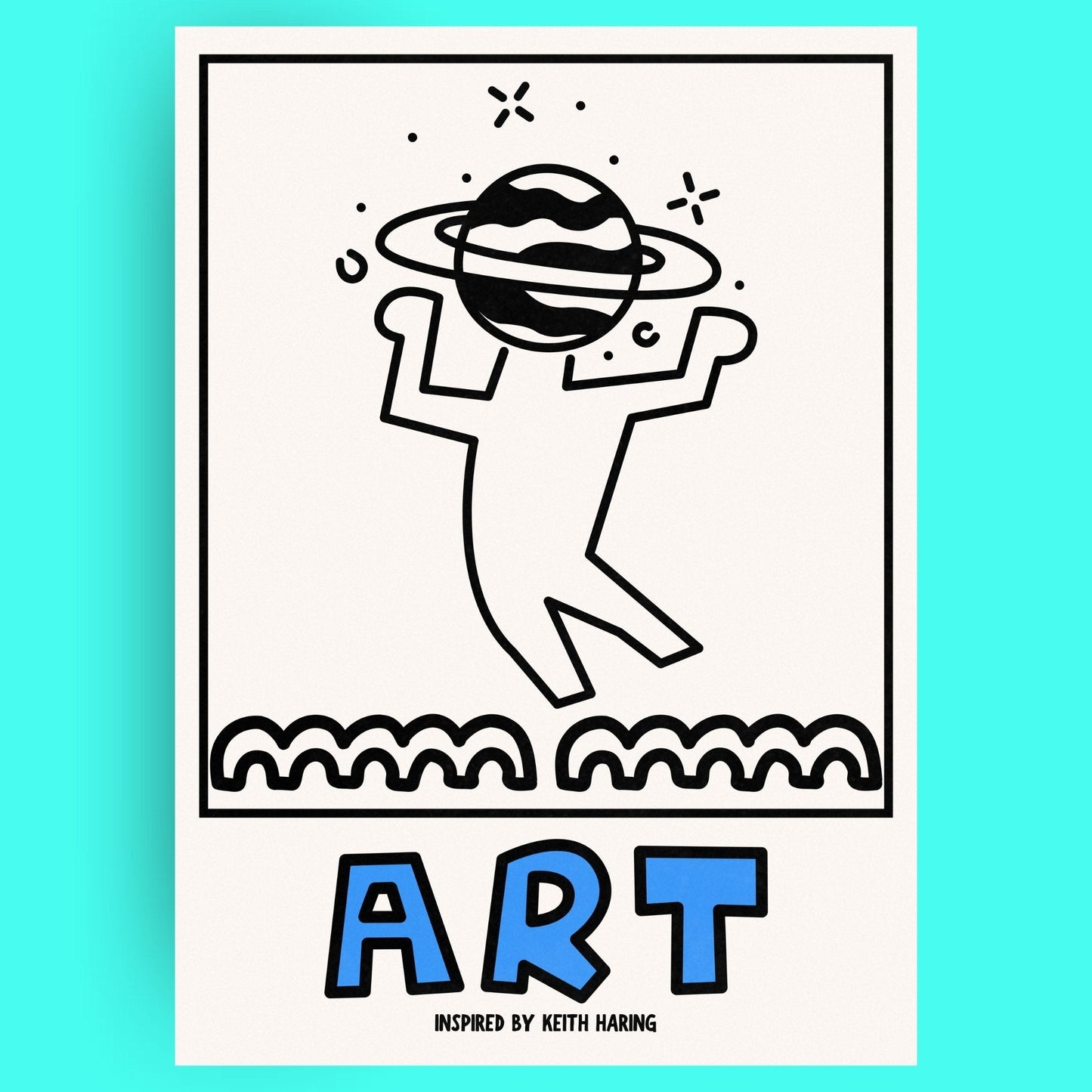 Tête Dans Les Étoiles Bleue Vague Flow Poster