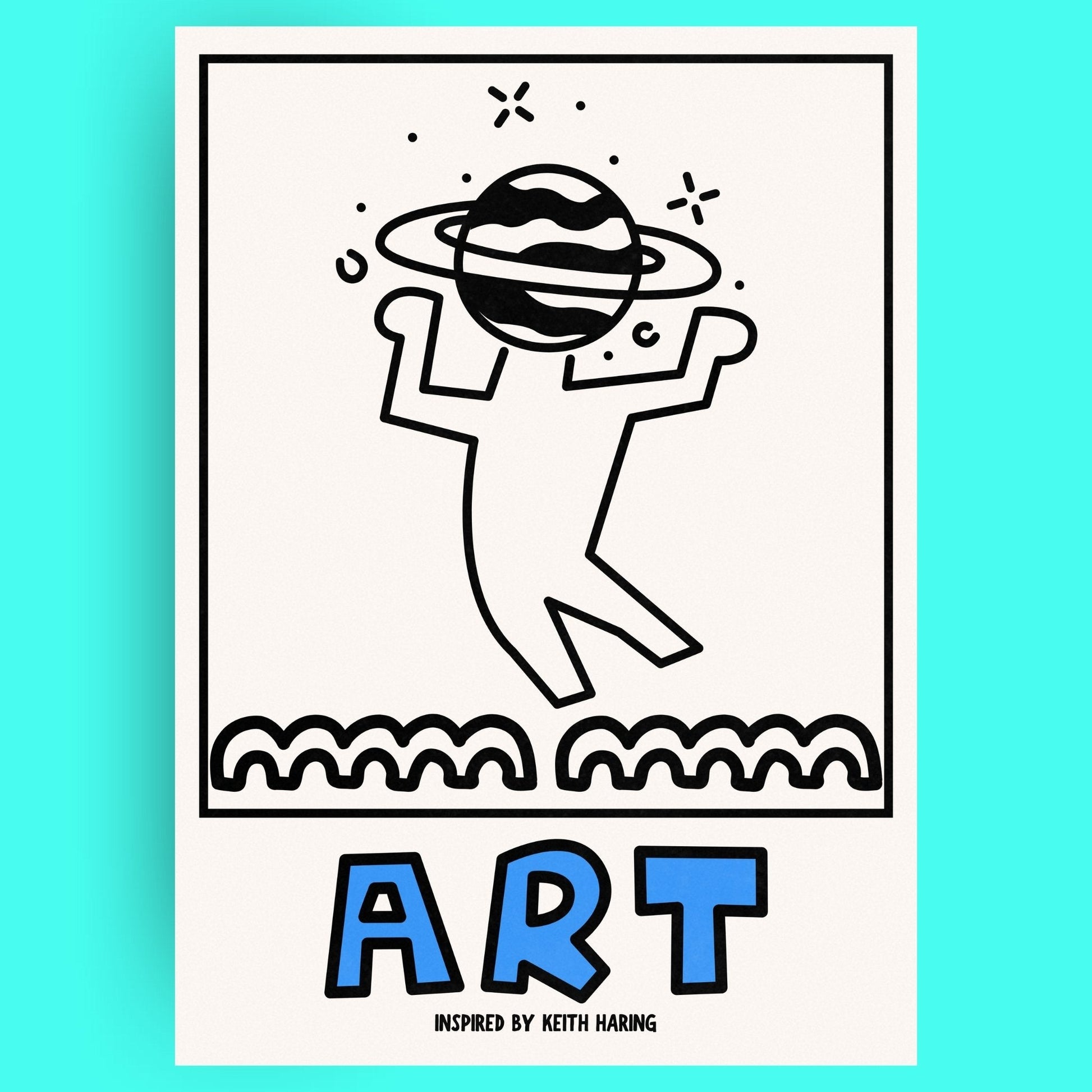 Tête Dans Les Étoiles Bleue Vague Flow Poster