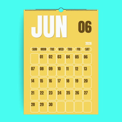 Calendrier mural 2026 coloré - Colorful Calendar (ENG)