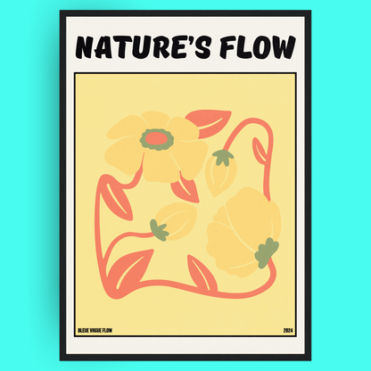 Poster Flower's Flow - Or Sauvage Bleue Vague Flow