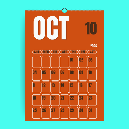 Calendrier mural 2026 coloré - Colorful Calendar (ENG)