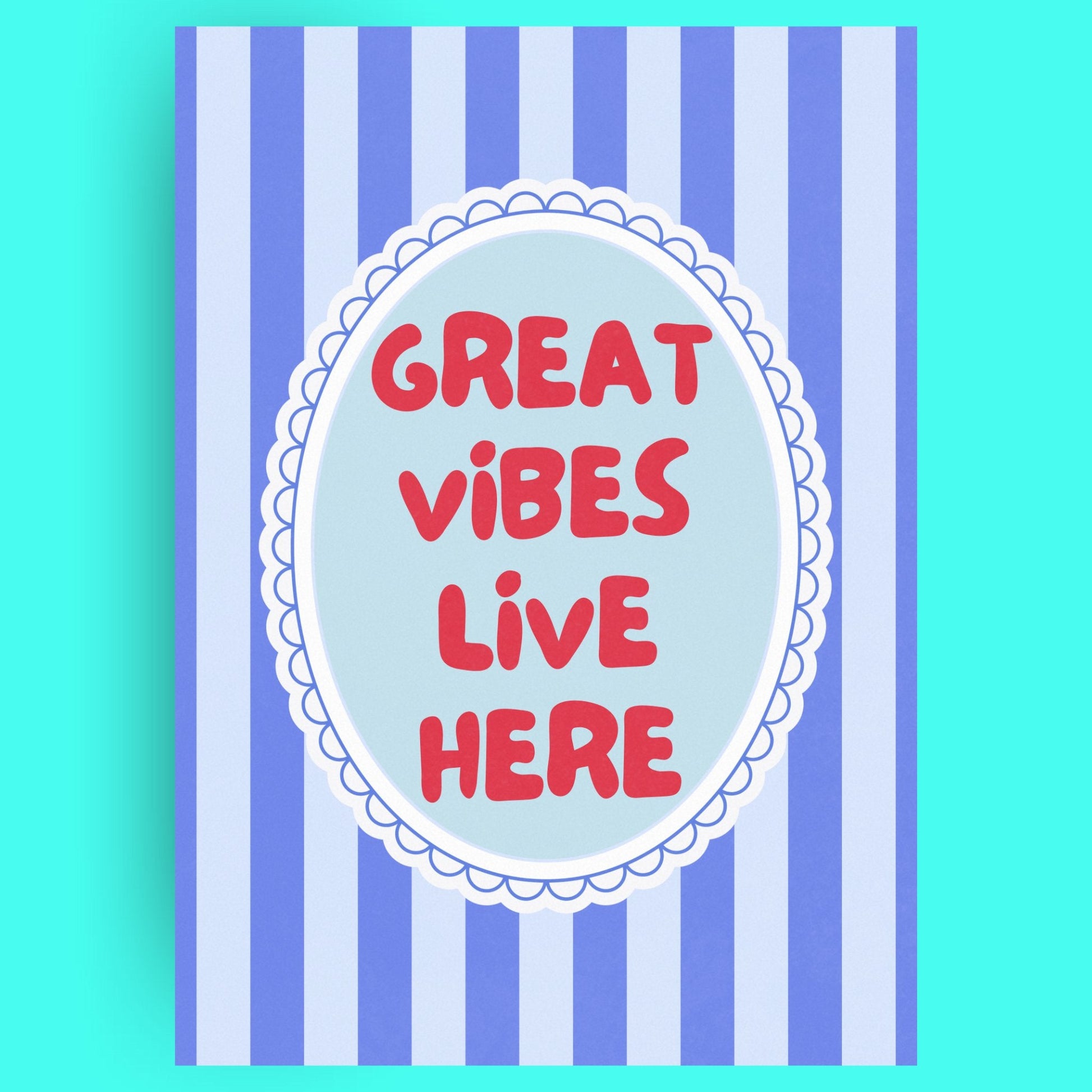Great Vibes Live Here Bleue Vague Flow Print Material