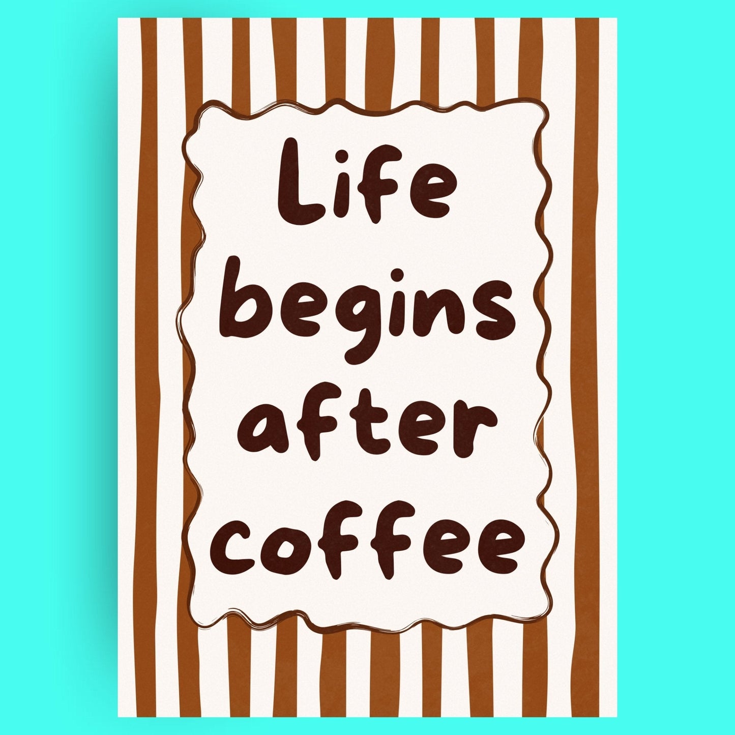 Life Begins After Coffee Bleue Vague Flow Print Material