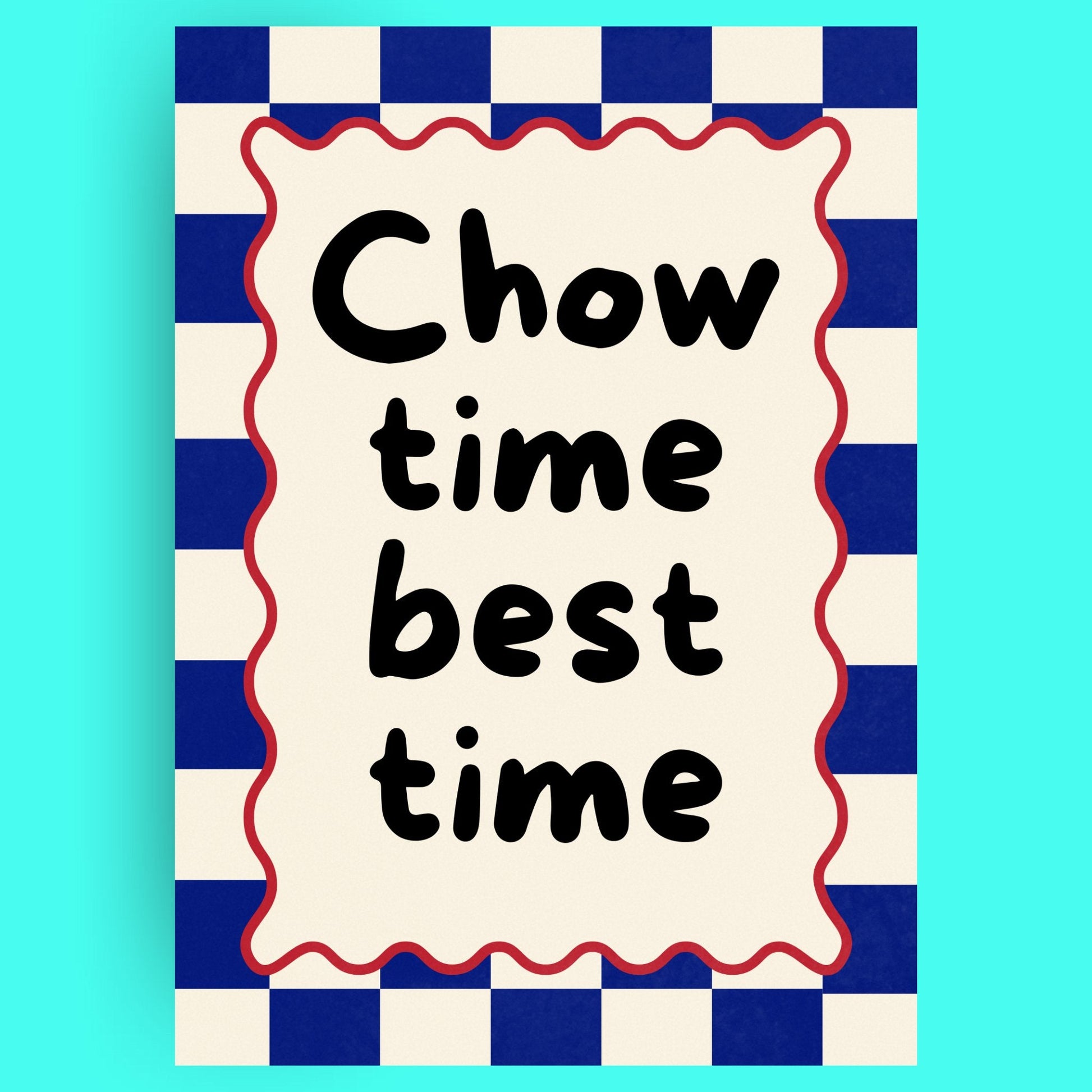 Chow Time, Best Time Bleue Vague Flow Print Material