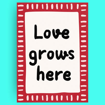 Love Grows Here Bleue Vague Flow Print Material