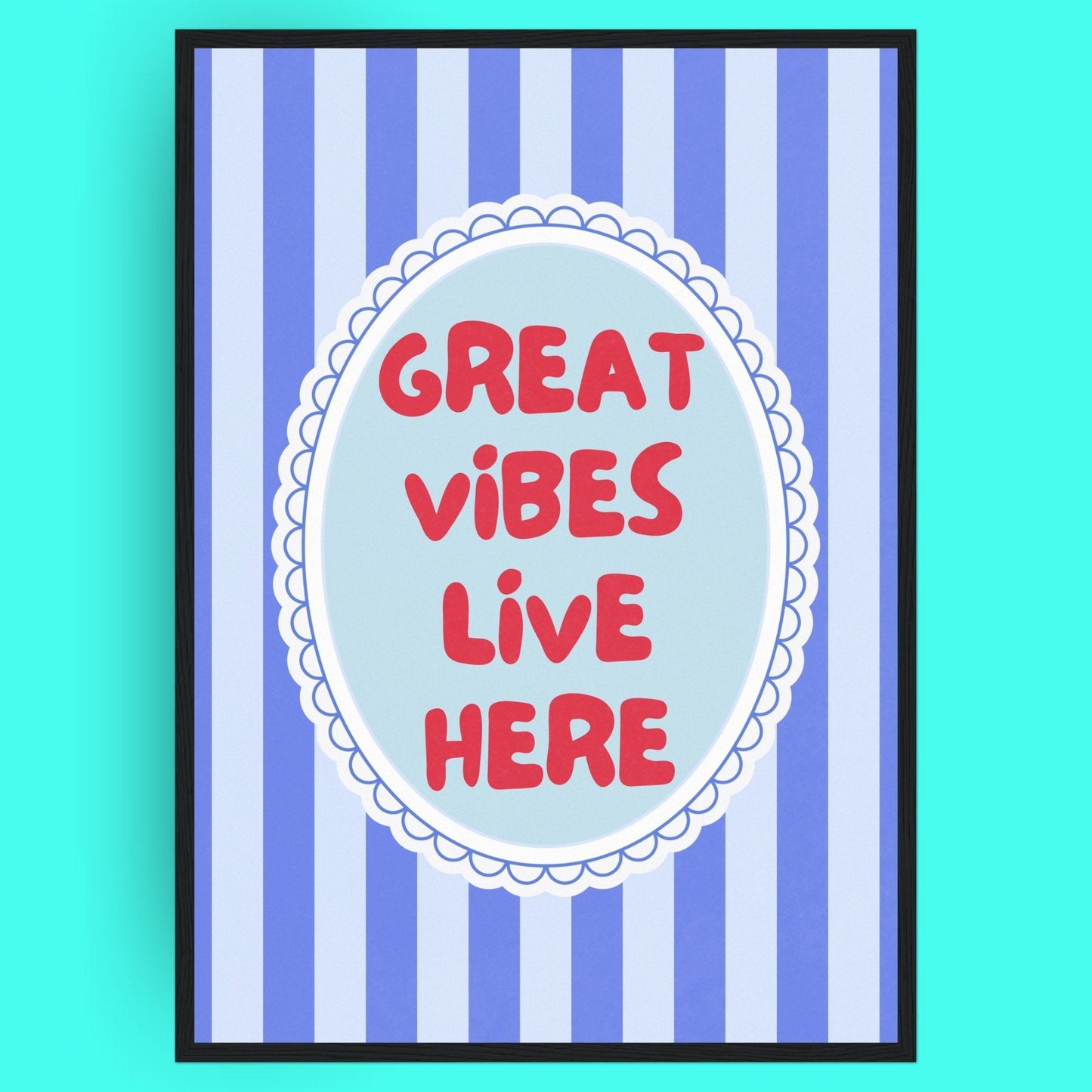 Great Vibes Live Here Bleue Vague Flow Print Material