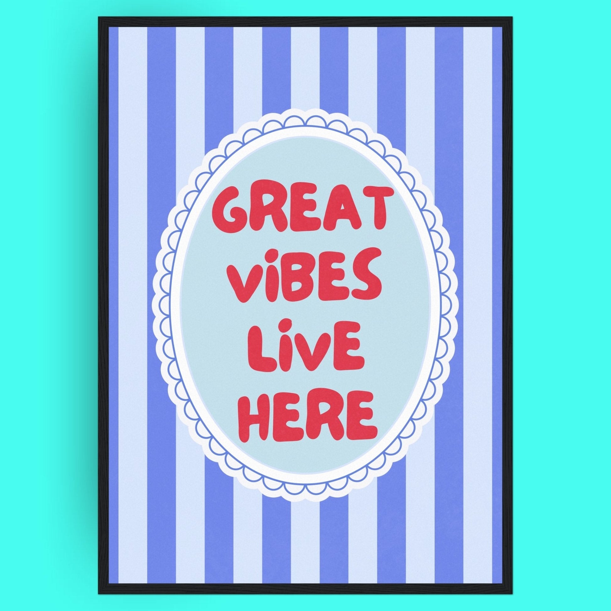 Great Vibes Live Here Bleue Vague Flow Print Material