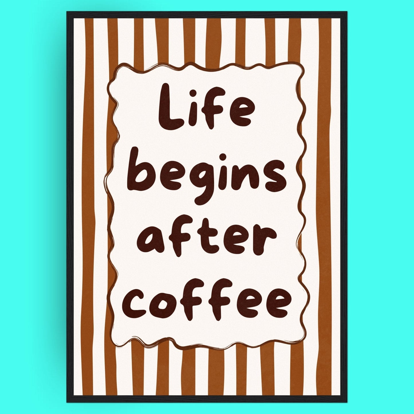 Life Begins After Coffee Bleue Vague Flow Print Material