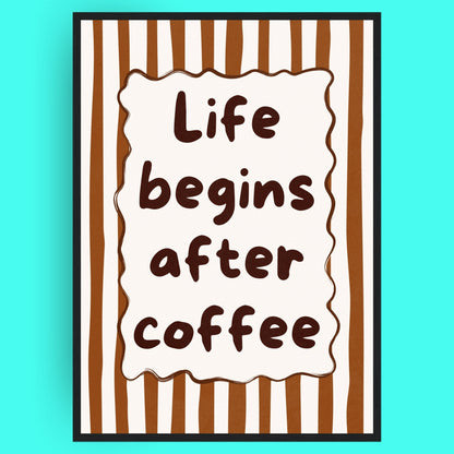 Life Begins After Coffee Bleue Vague Flow Print Material