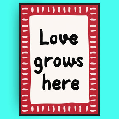 Love Grows Here Bleue Vague Flow Print Material
