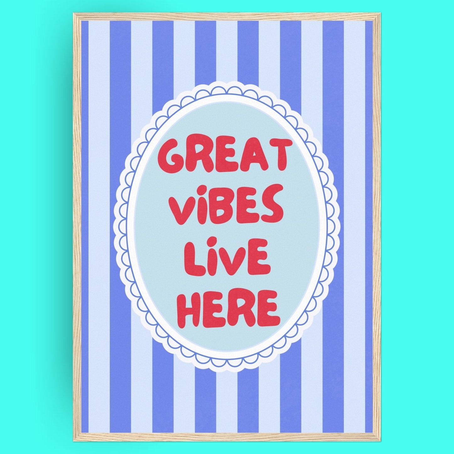 Great Vibes Live Here Bleue Vague Flow Print Material