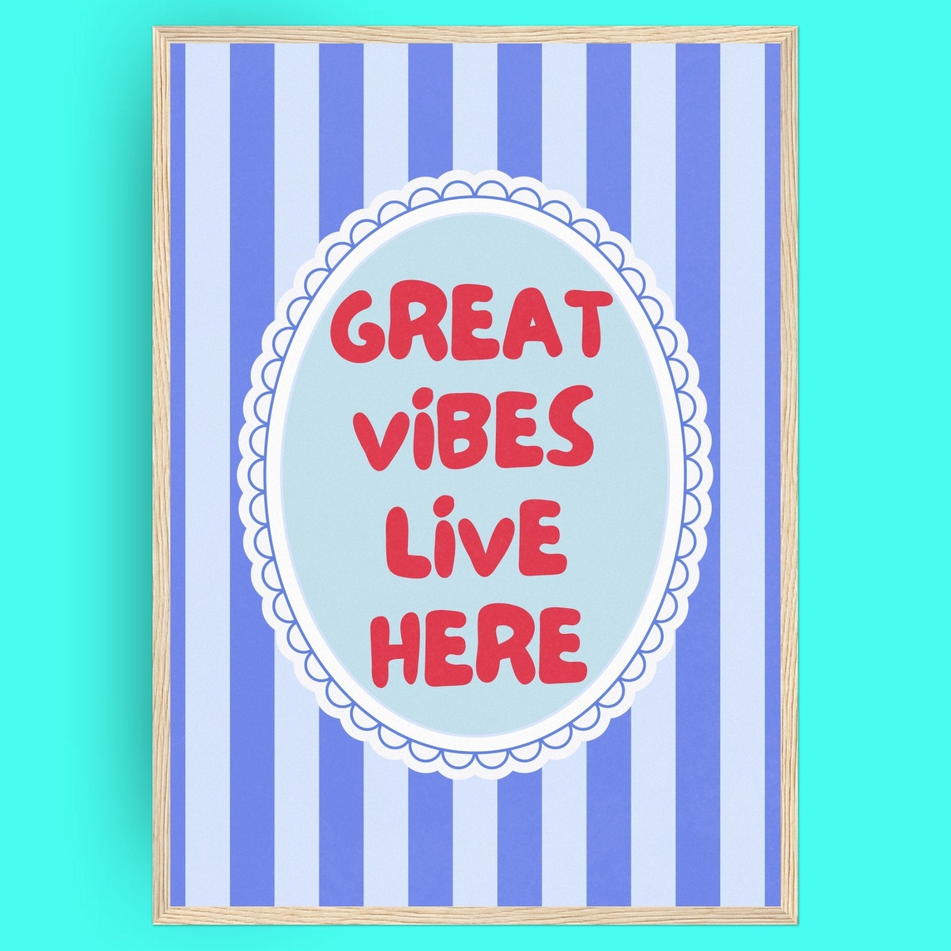 Great Vibes Live Here Bleue Vague Flow Print Material