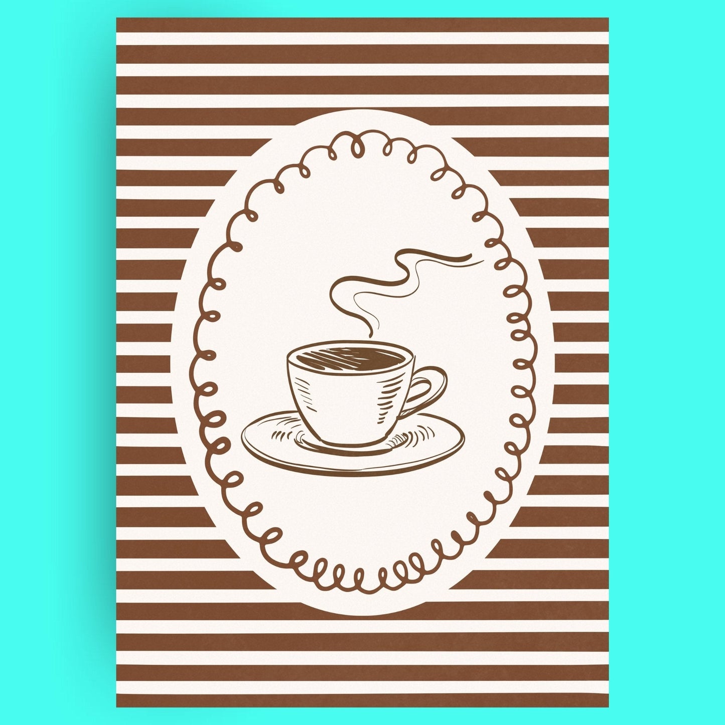 L'Amour Du Café Bleue Vague Flow Print Material