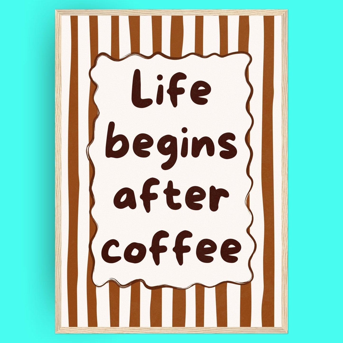 Life Begins After Coffee Bleue Vague Flow Print Material