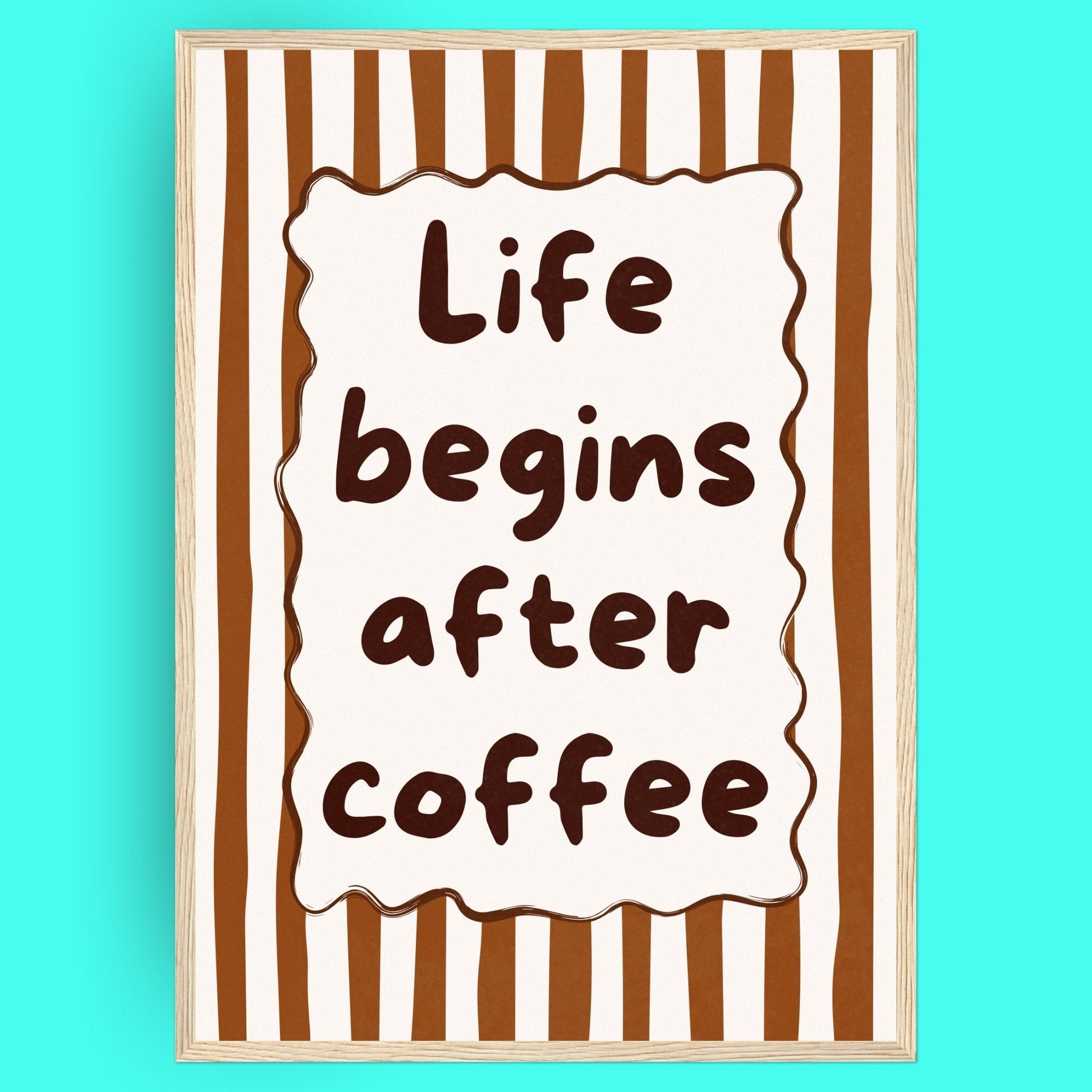 Life Begins After Coffee Bleue Vague Flow Print Material