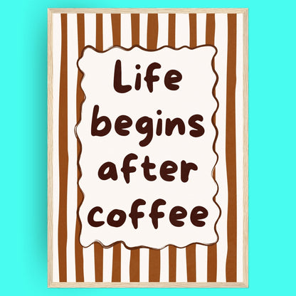 Life Begins After Coffee Bleue Vague Flow Print Material
