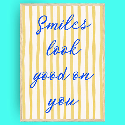 Smiles Look Good On You Bleue Vague Flow Print Material