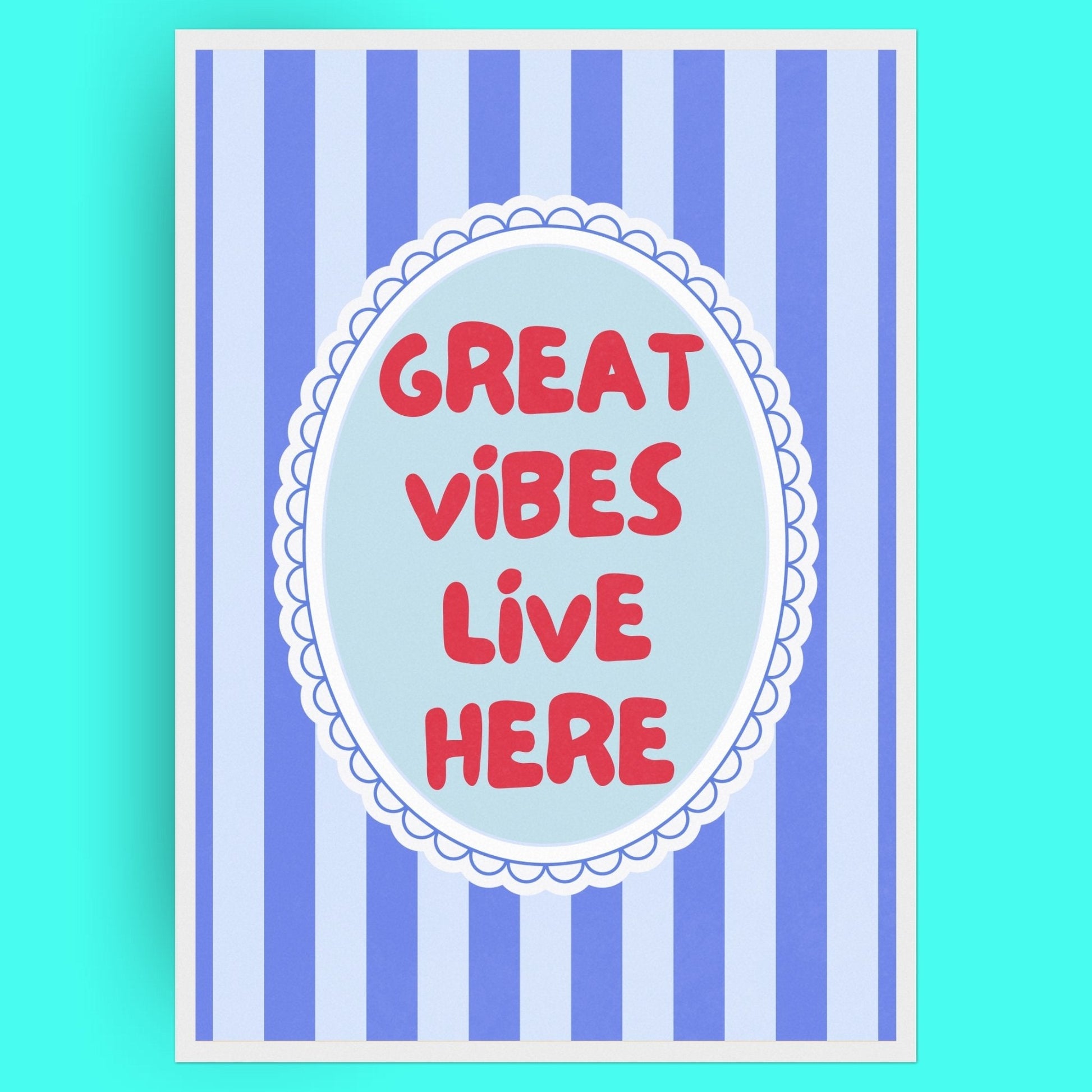 Great Vibes Live Here Bleue Vague Flow Print Material