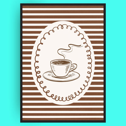 L'Amour Du Café Bleue Vague Flow Print Material