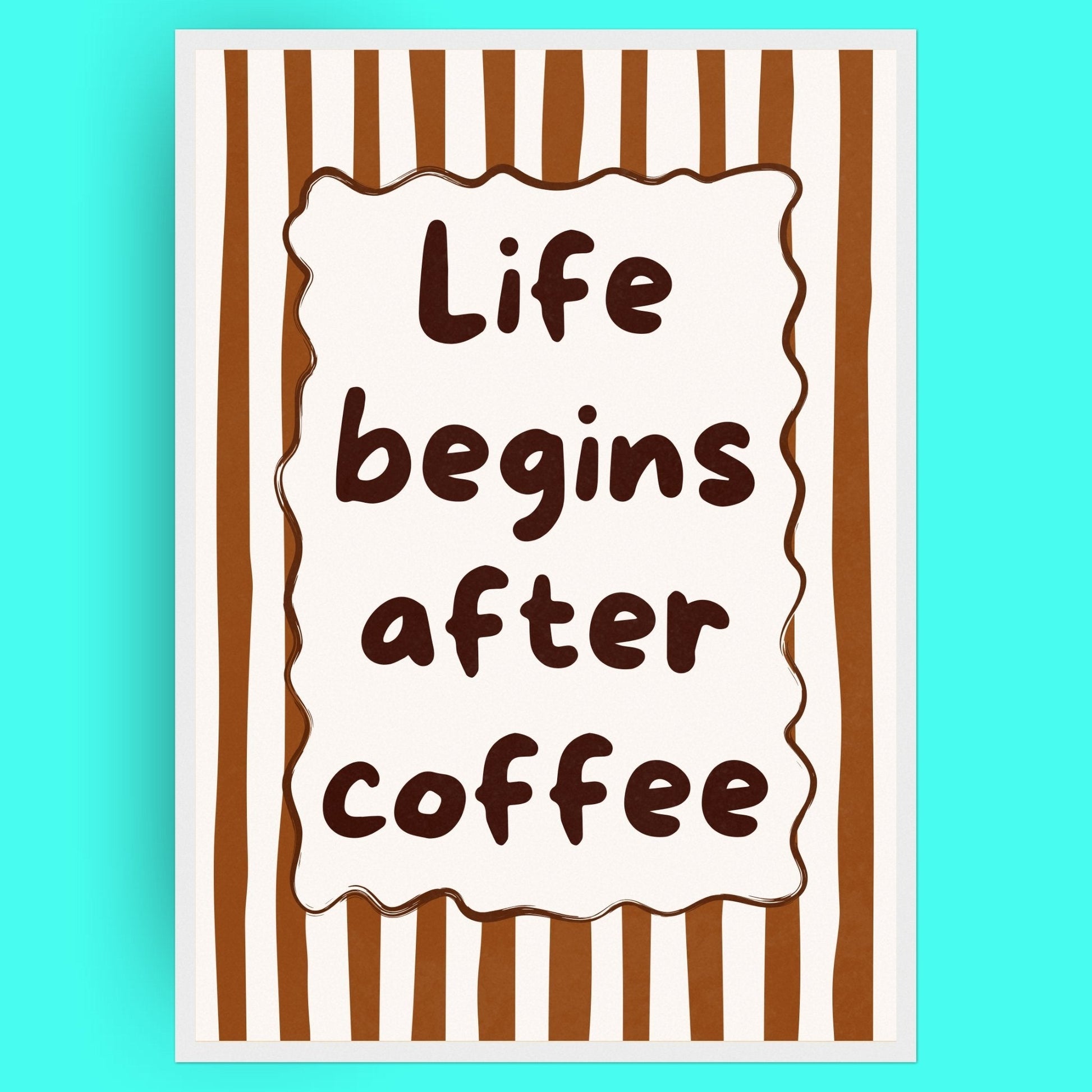 Life Begins After Coffee Bleue Vague Flow Print Material