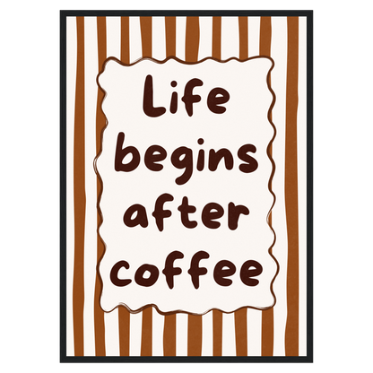 Life Begins After Coffee Bleue Vague Flow Print Material
