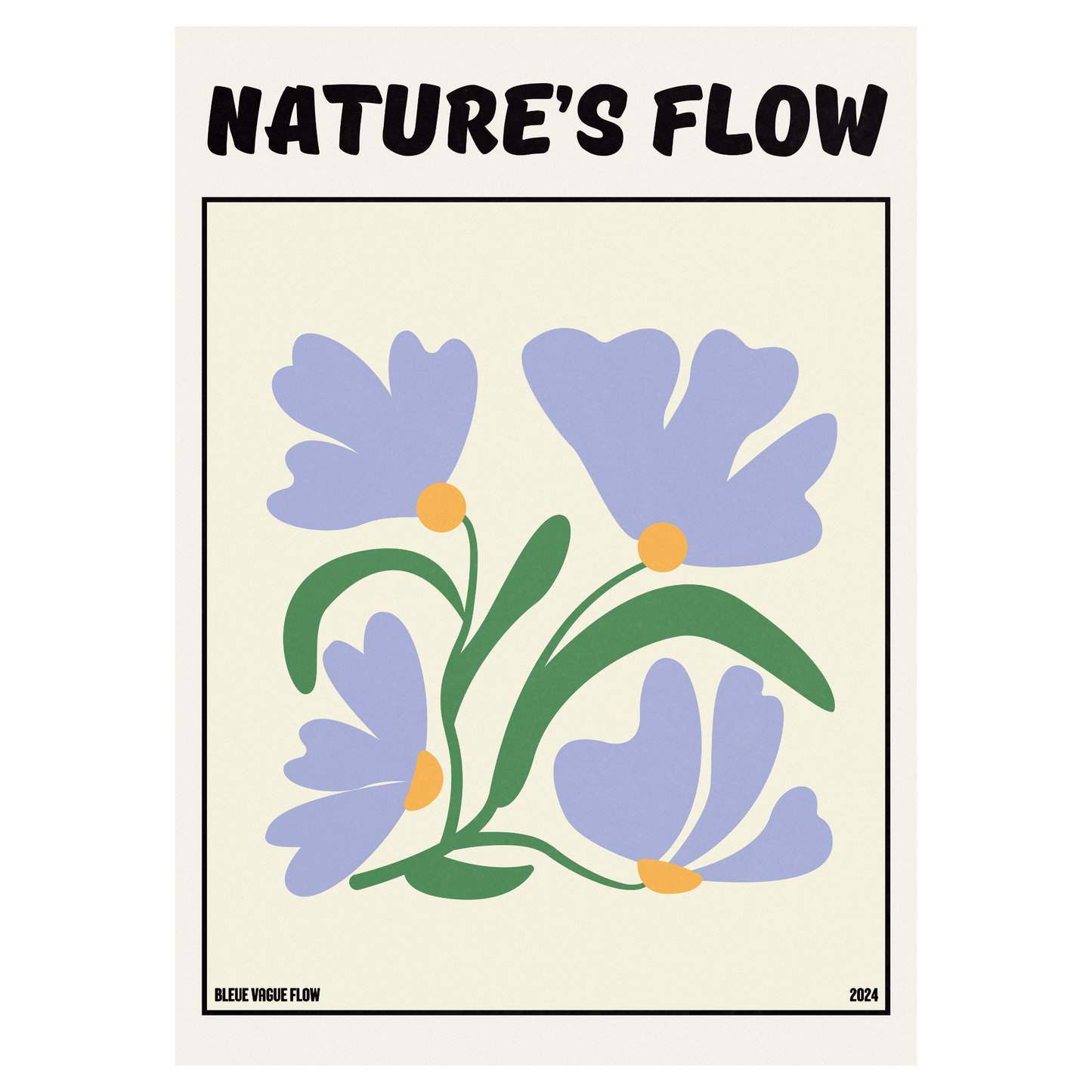 Poster Flower's Flow - Bleutée Bleue Vague Flow