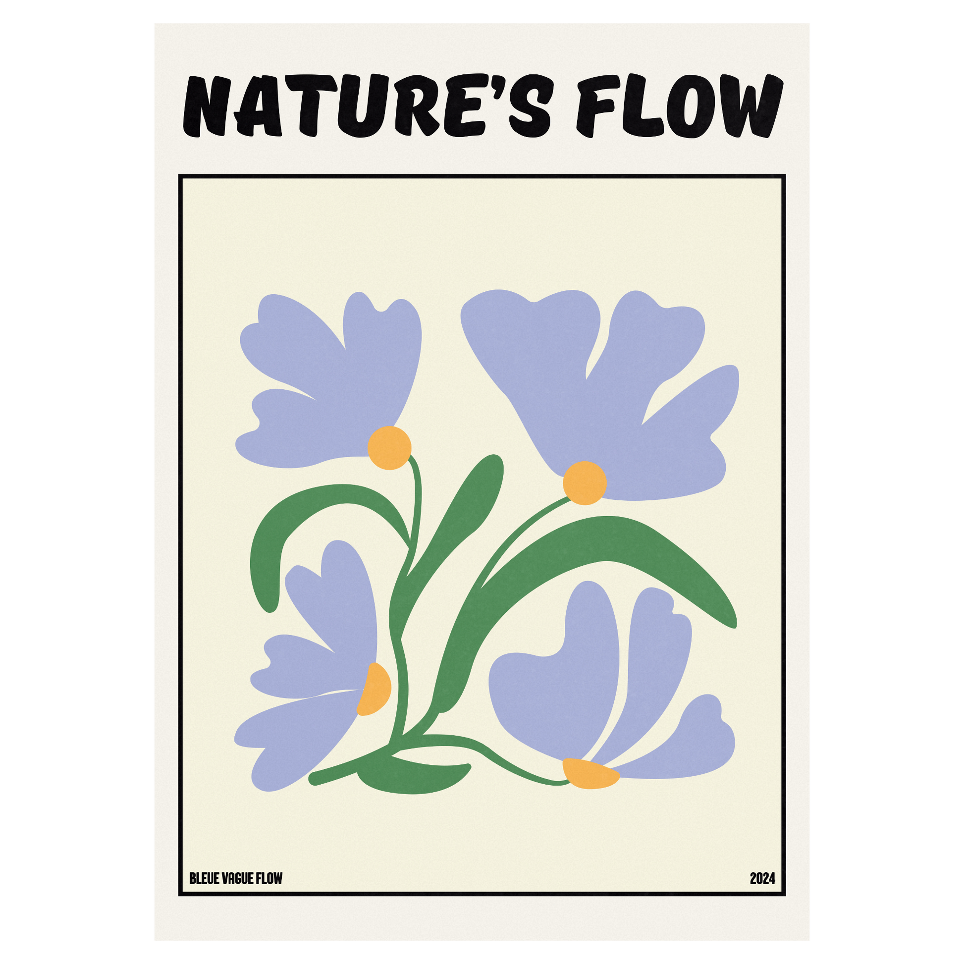 Poster Flower's Flow - Bleutée Bleue Vague Flow