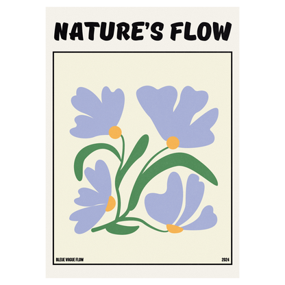 Poster Flower's Flow - Bleutée Bleue Vague Flow