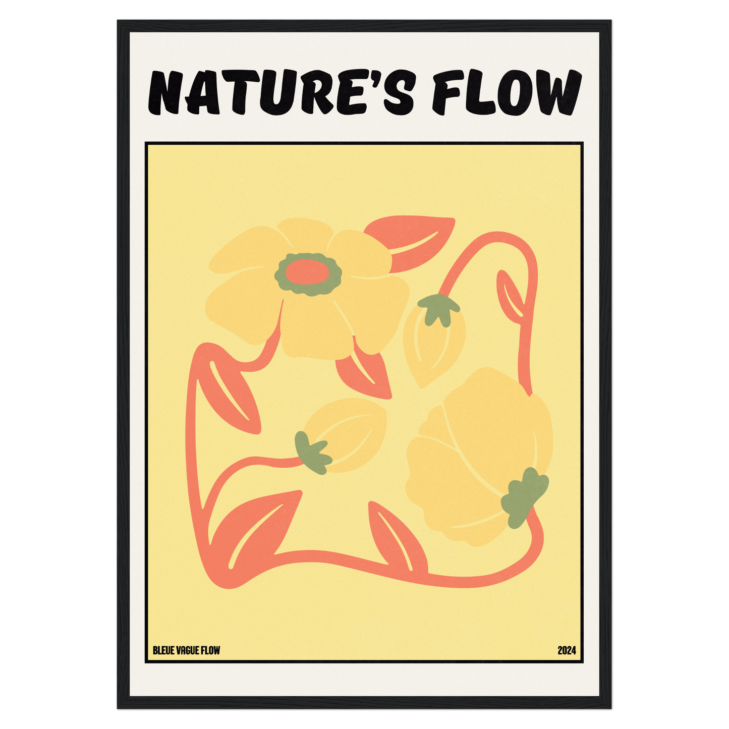 Poster Flower's Flow - Or Sauvage Bleue Vague Flow