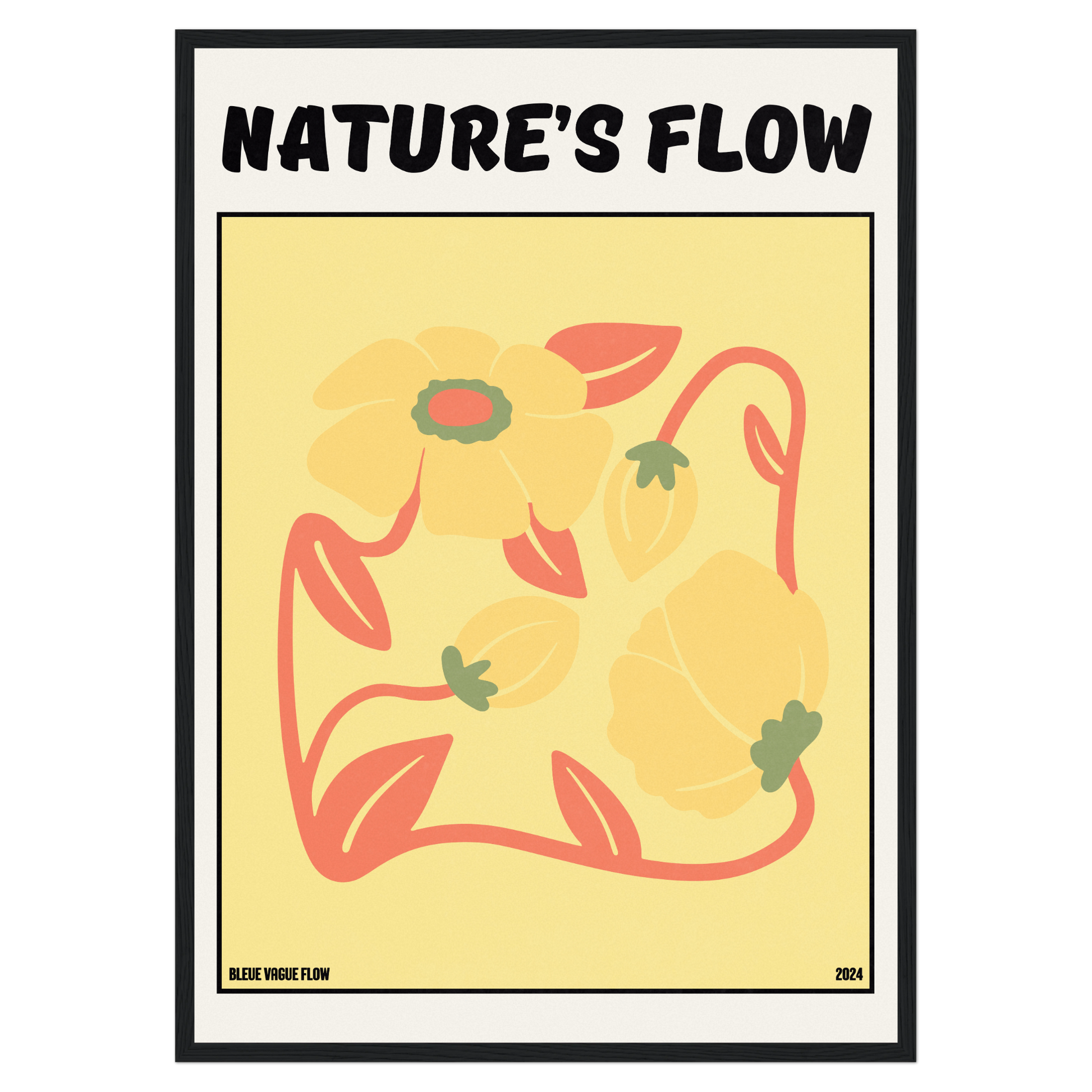 Poster Flower's Flow - Or Sauvage Bleue Vague Flow
