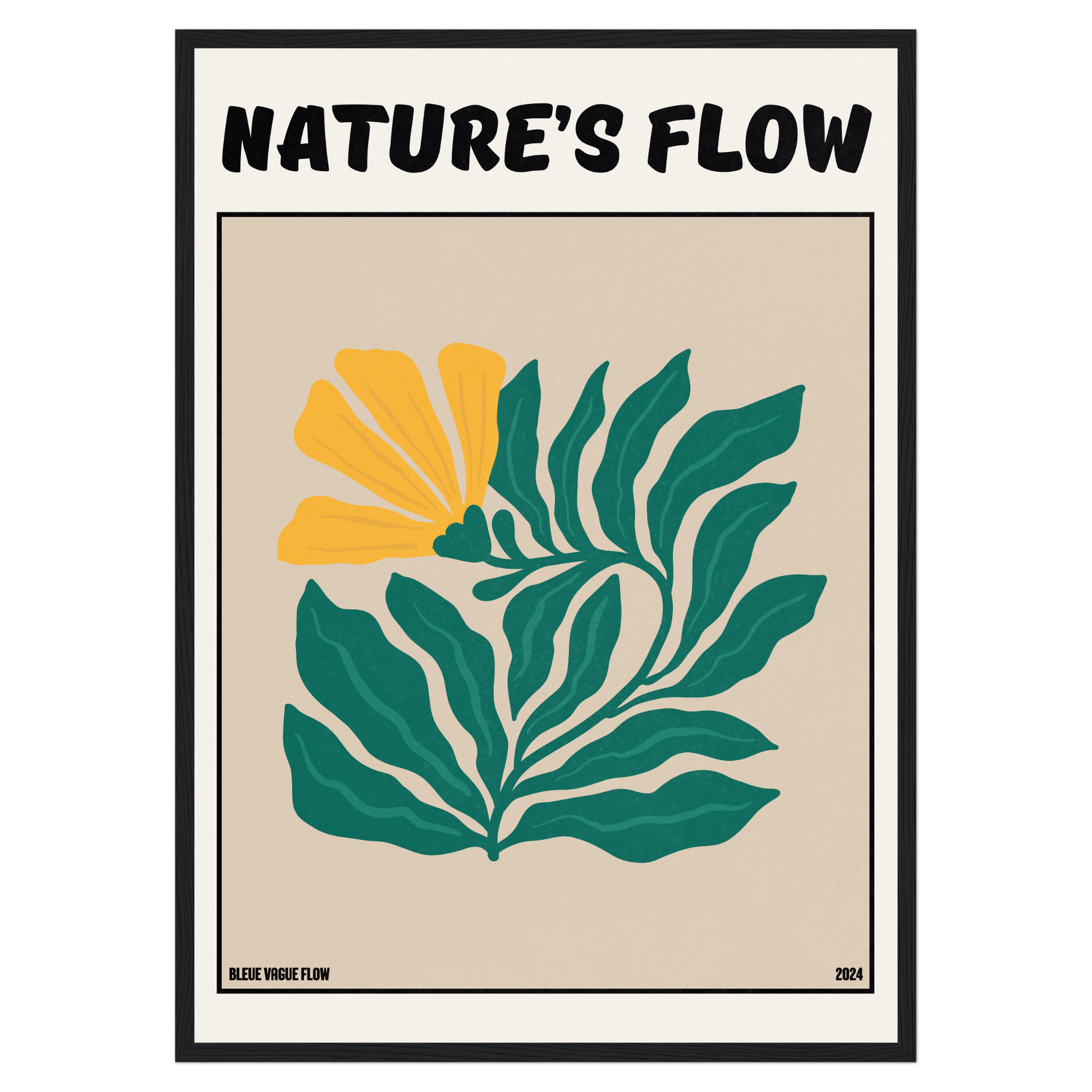 Poster Flower's Flow - Feu pâle Bleue Vague Flow