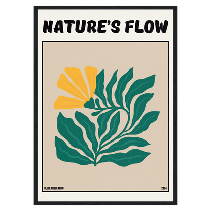 Poster Flower's Flow - Feu pâle Bleue Vague Flow