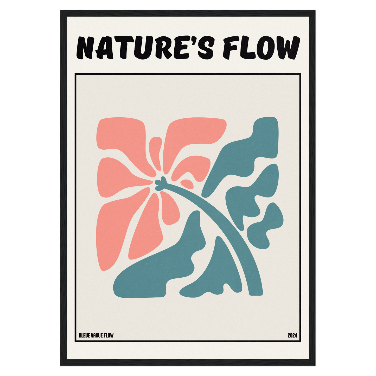 Poster Flower's Flow - Éclosion Carmine Bleue Vague Flow