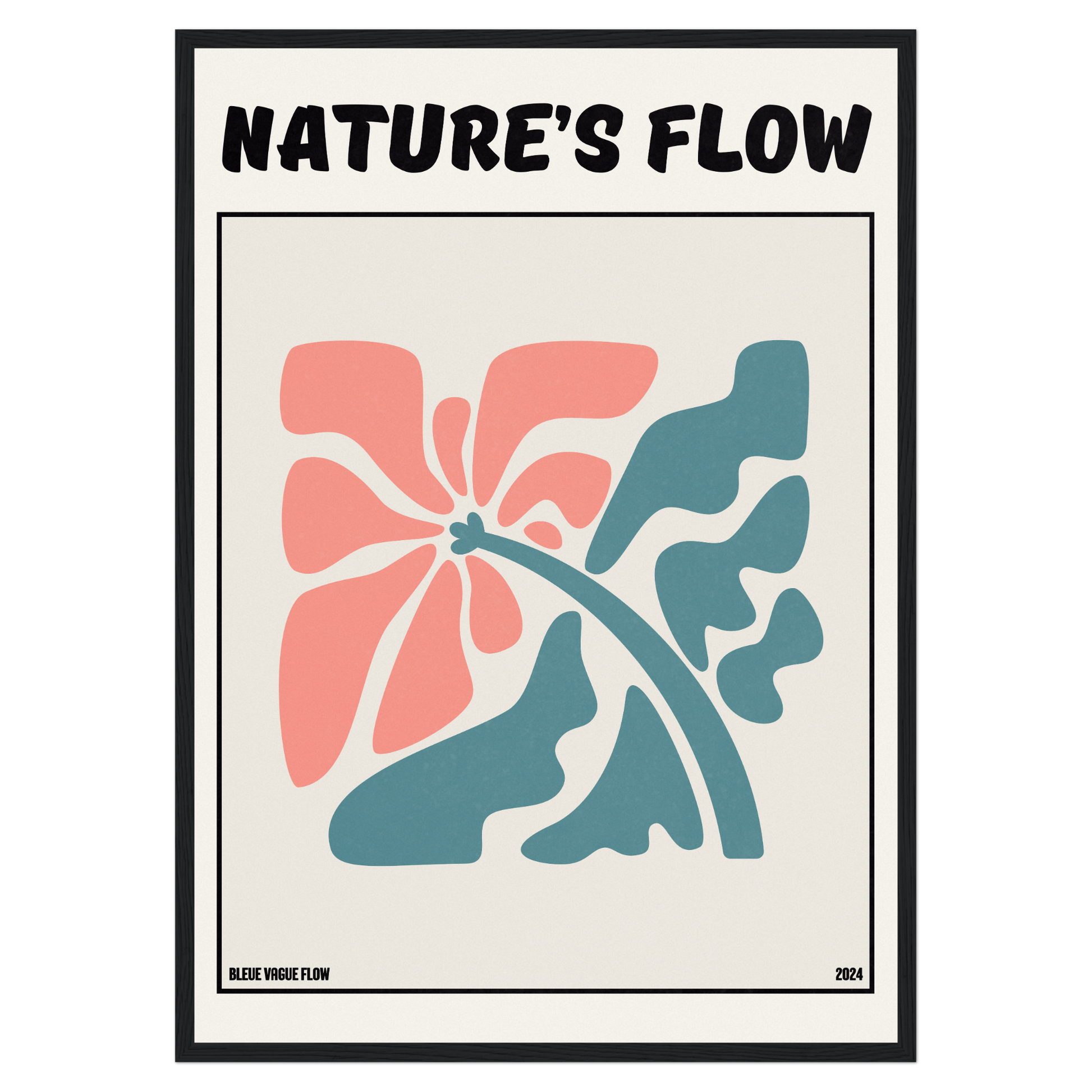 Poster Flower's Flow - Éclosion Carmine Bleue Vague Flow