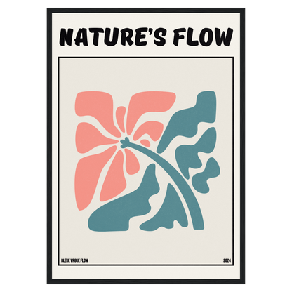 Poster Flower's Flow - Éclosion Carmine Bleue Vague Flow