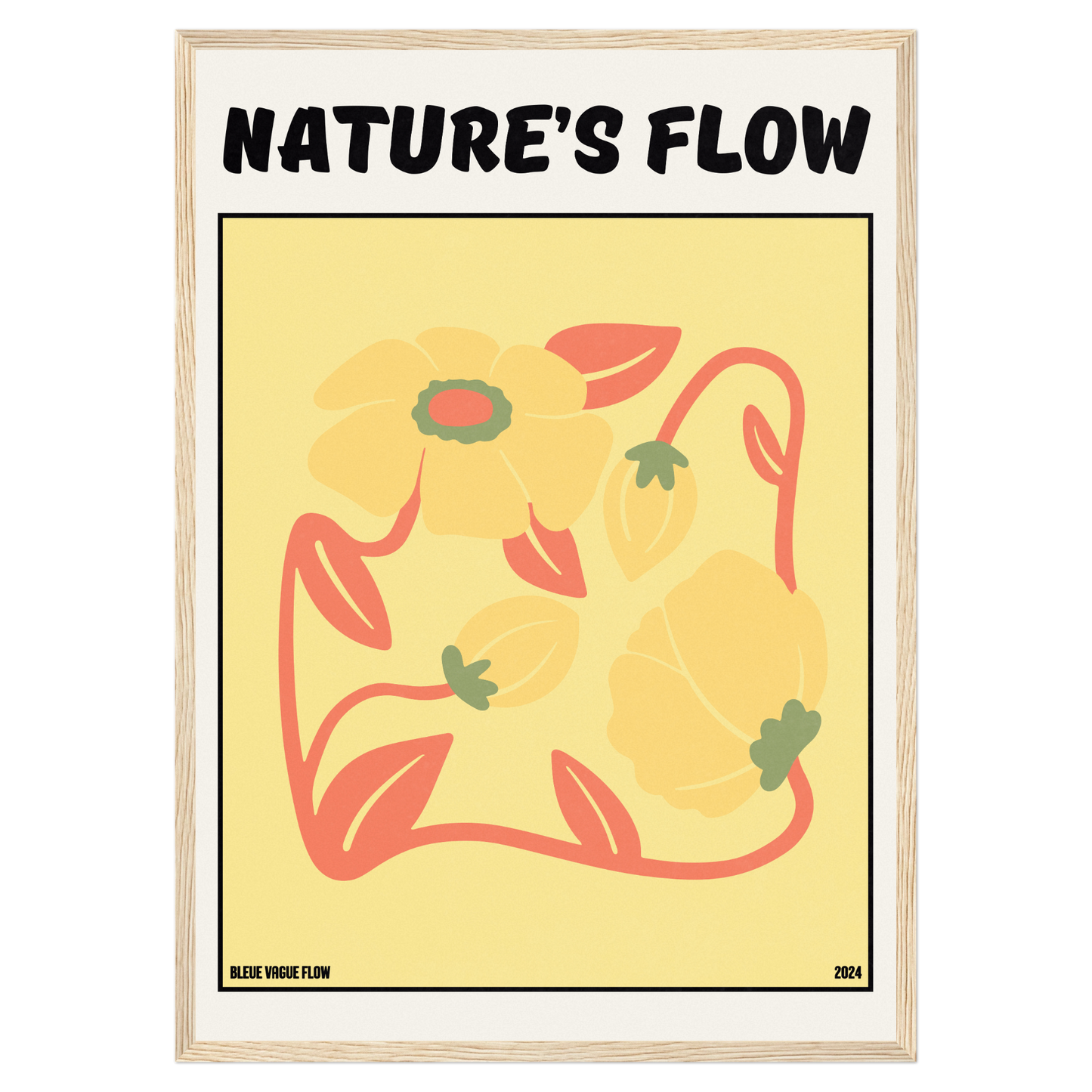 Poster Flower's Flow - Or Sauvage Bleue Vague Flow