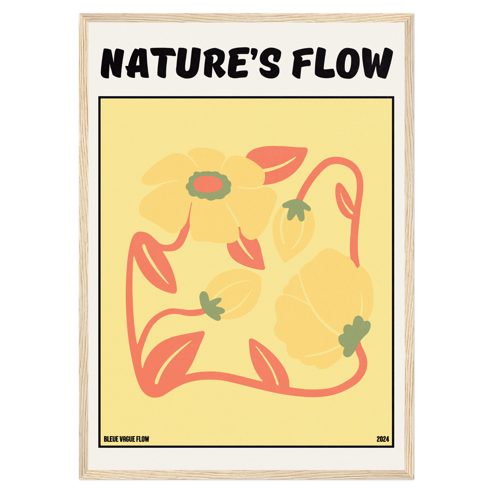 Poster Flower's Flow - Or Sauvage Bleue Vague Flow