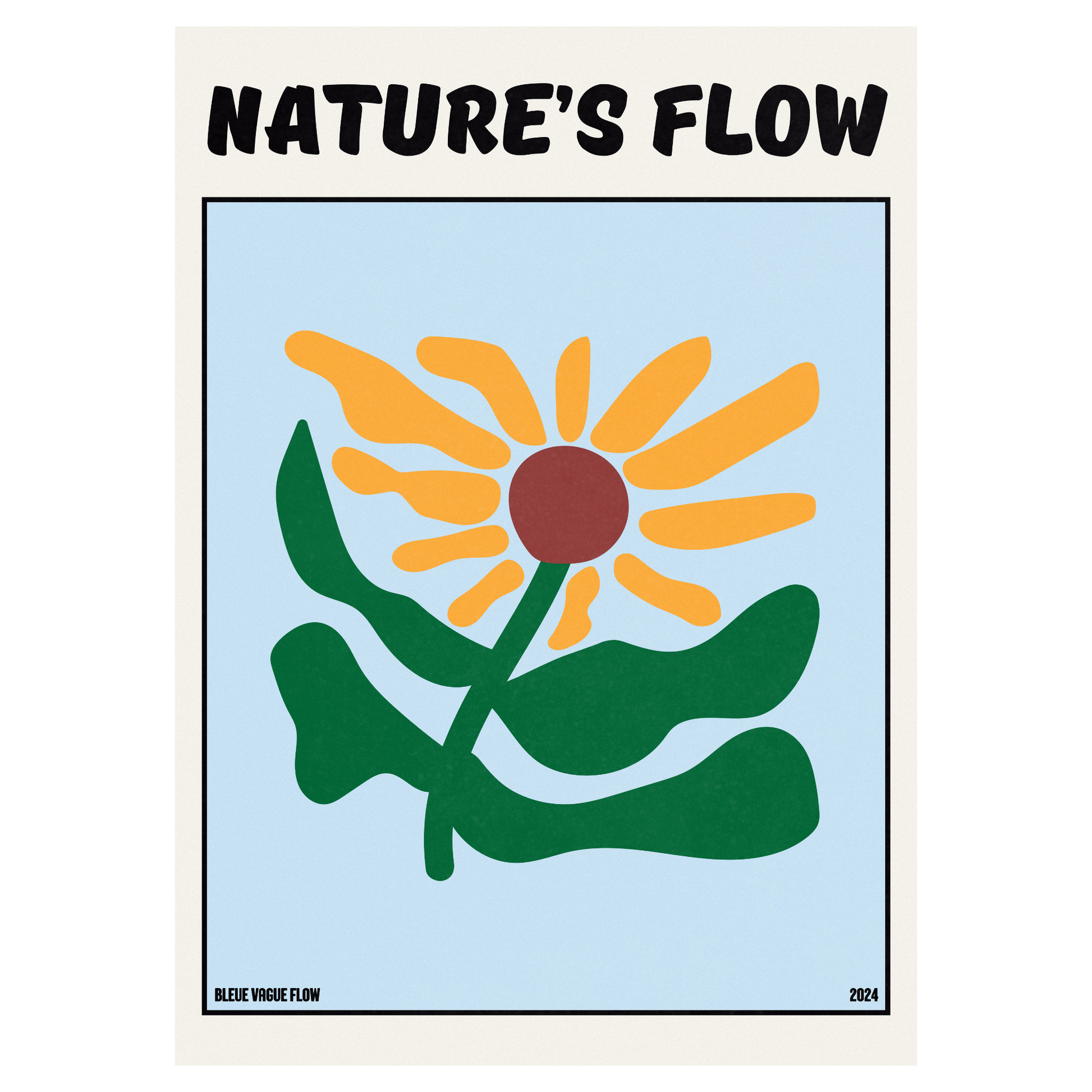Poster Flower's Flow - Silence Azuré Bleue Vague Flow