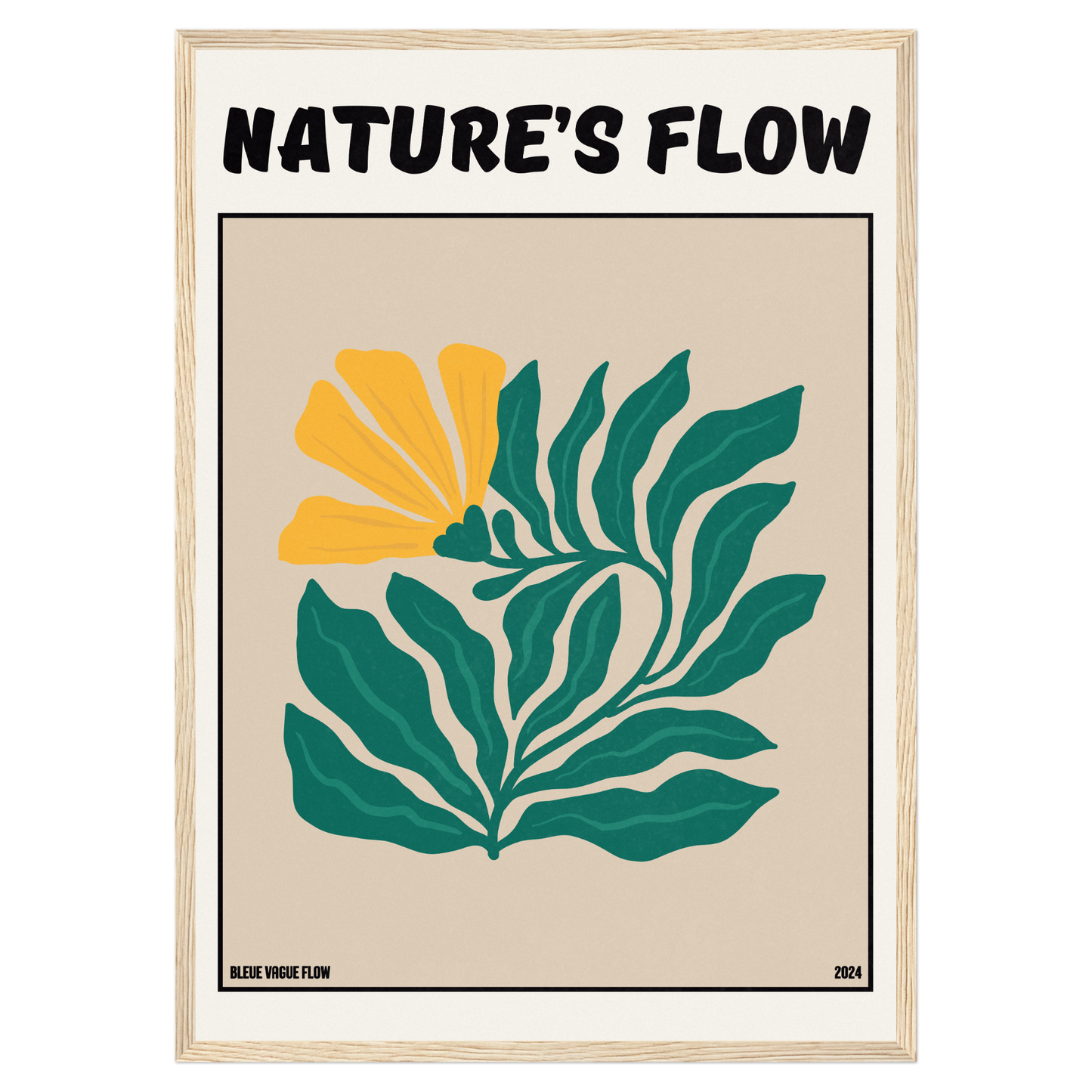 Poster Flower's Flow - Feu pâle Bleue Vague Flow