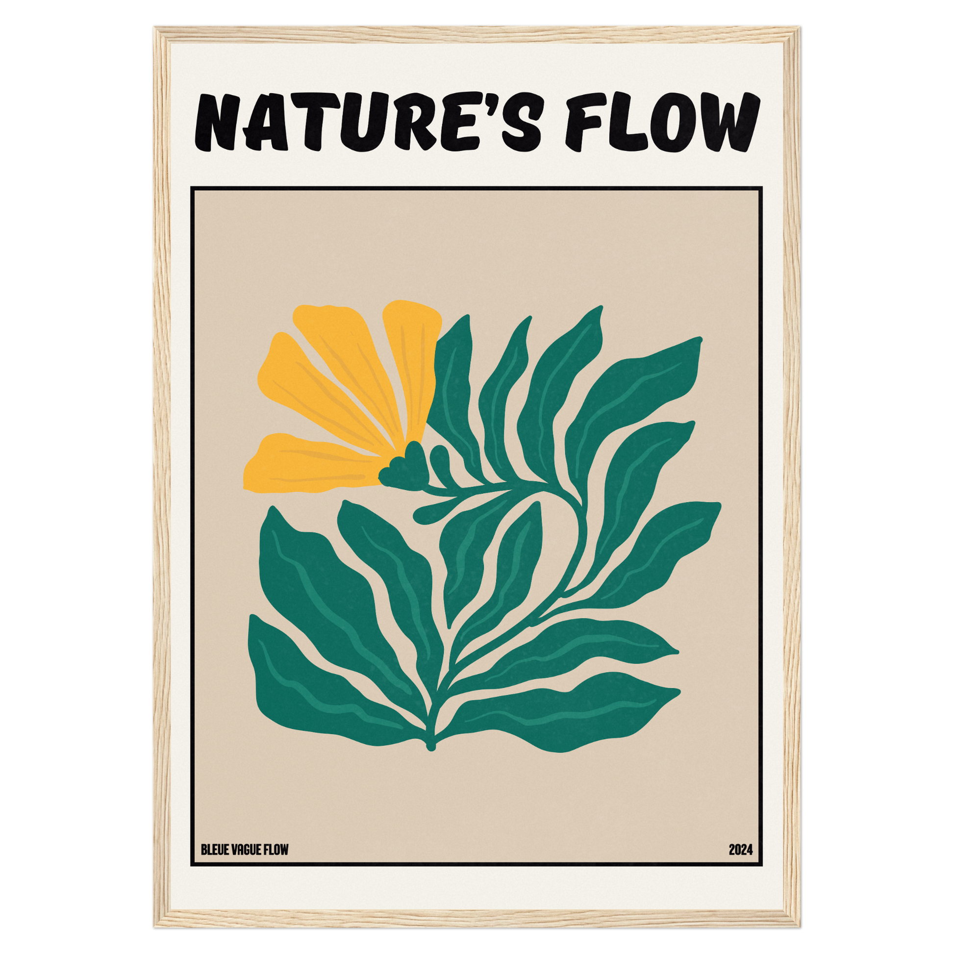 Poster Flower's Flow - Feu pâle Bleue Vague Flow