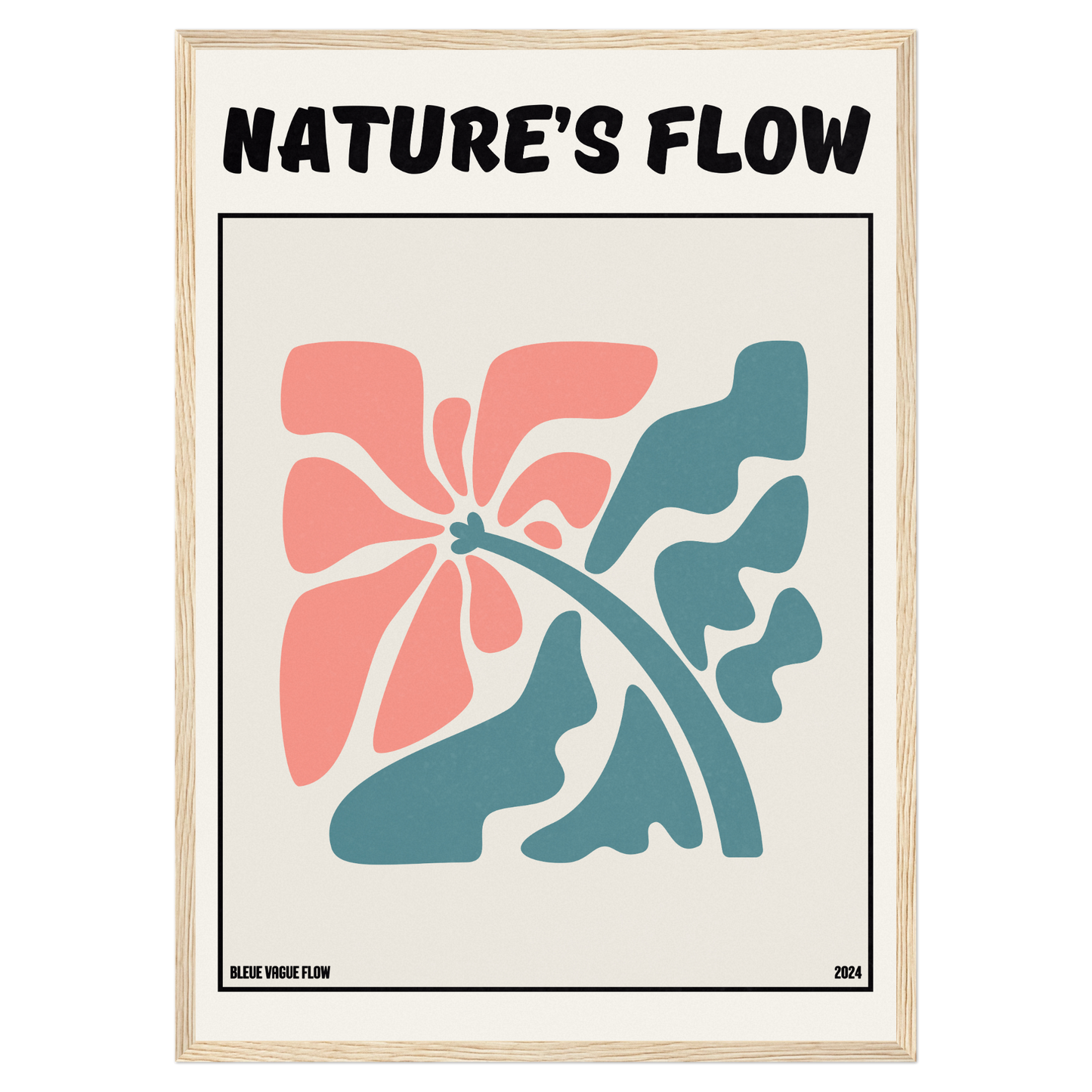 Poster Flower's Flow - Éclosion Carmine Bleue Vague Flow