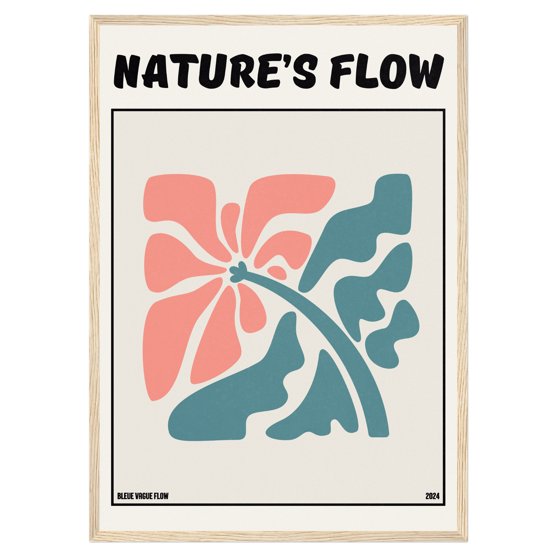 Poster Flower's Flow - Éclosion Carmine Bleue Vague Flow