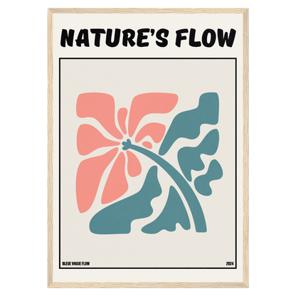 Poster Flower's Flow - Éclosion Carmine Bleue Vague Flow