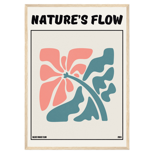 Poster Flower's Flow - Éclosion Carmine Bleue Vague Flow