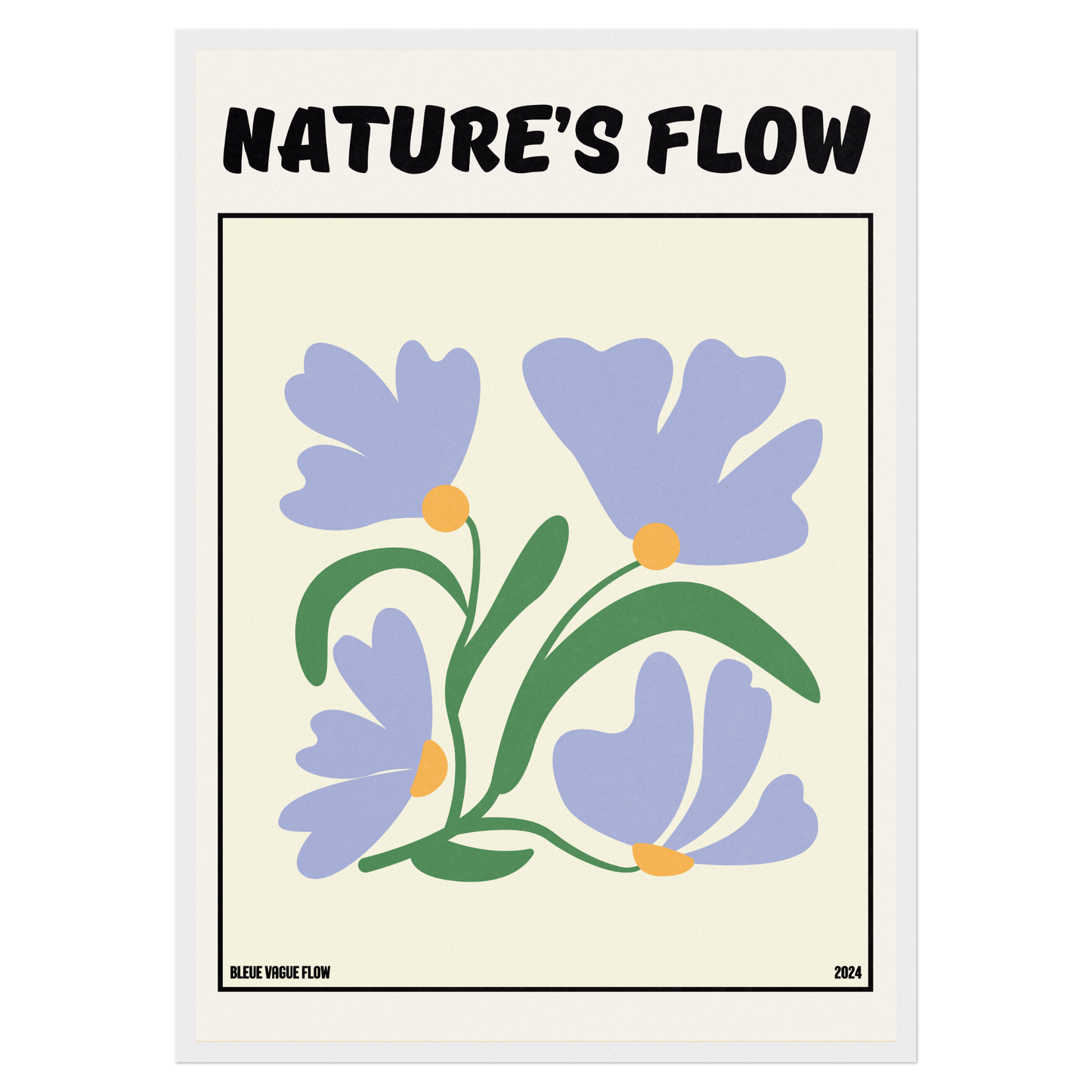 Poster Flower's Flow - Bleutée Bleue Vague Flow
