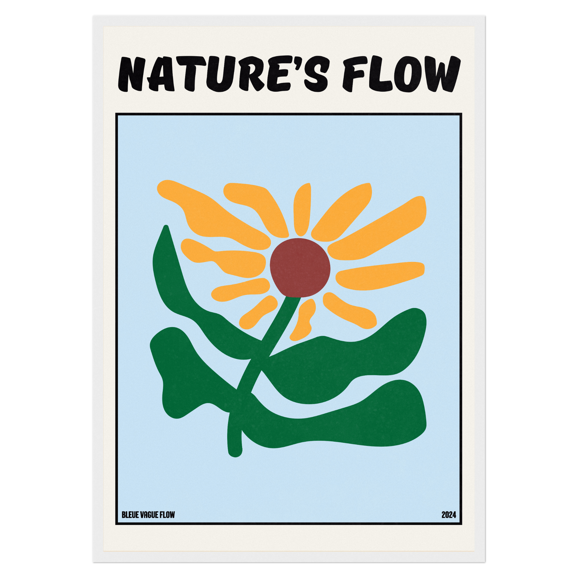 Poster Flower's Flow - Silence Azuré Bleue Vague Flow