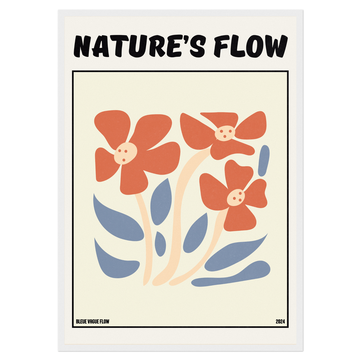 Poster Flower's Flow - Soie Bleue Vague Flow