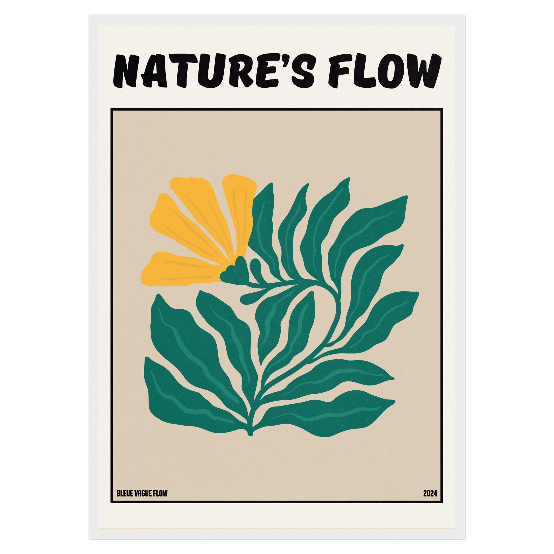 Poster Flower's Flow - Feu pâle Bleue Vague Flow