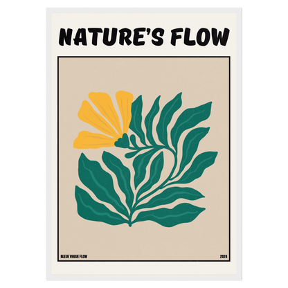 Poster Flower's Flow - Feu pâle Bleue Vague Flow